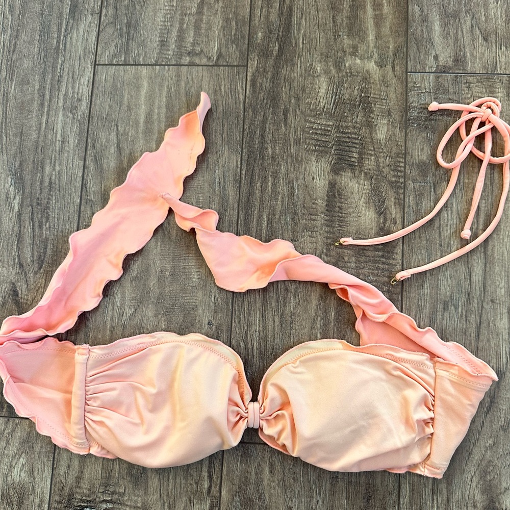 Vintage Victoria secret peach scrunch strapless bikini top size medium